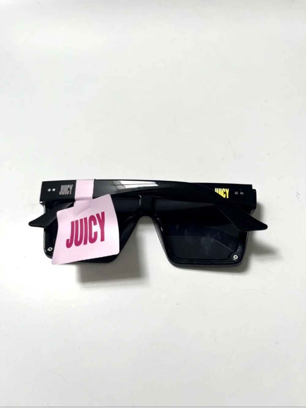 New JUICY COUTURE Embellished Shield Sunglasses Rhinestones Black Acetate